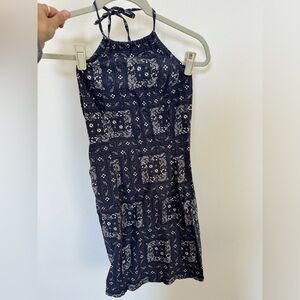 Urban Outfitters Strapless Navy Dress with White Patterns